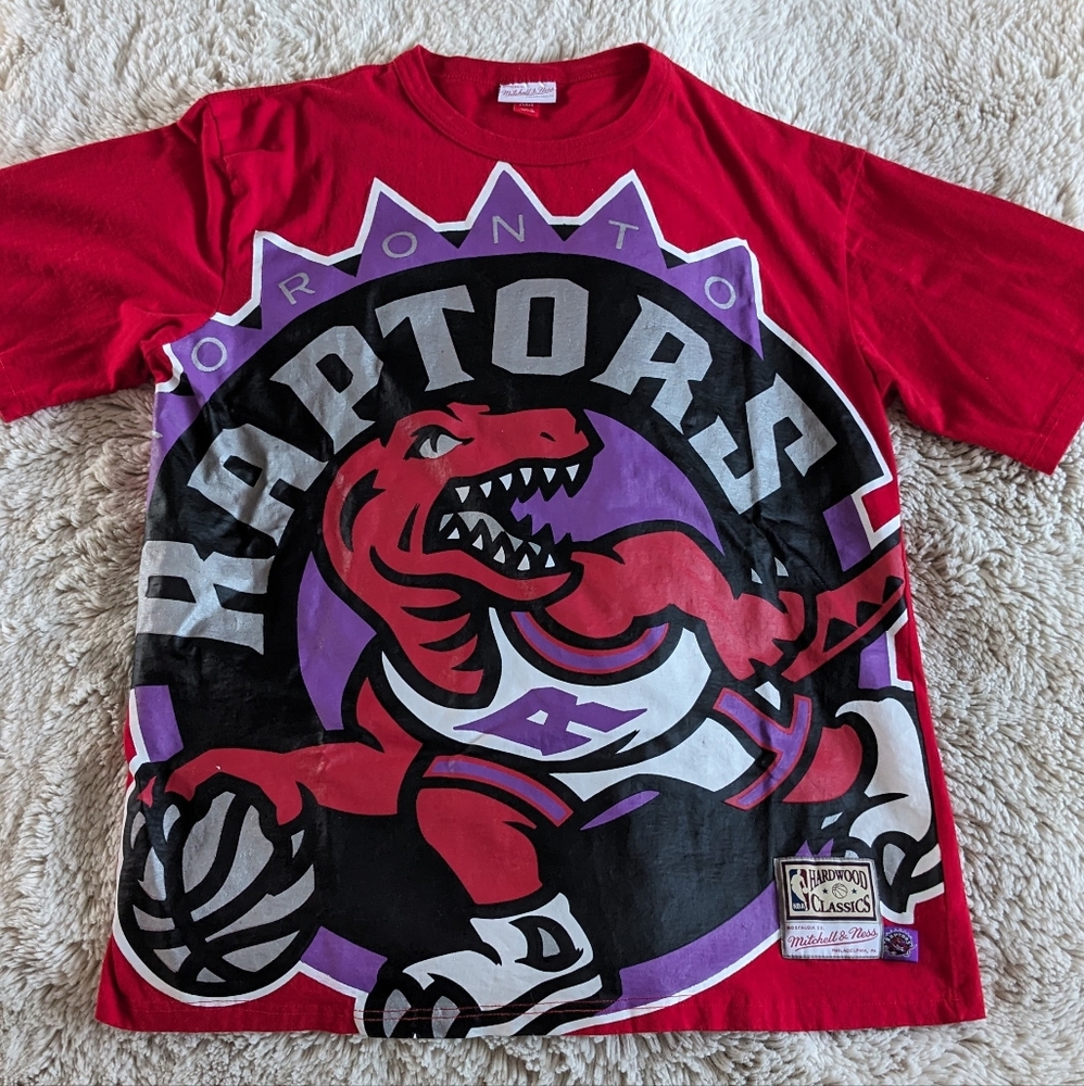 Rare Toronto Raptors Mitchell & Ness Big & Tall Face T-Shirt - Red